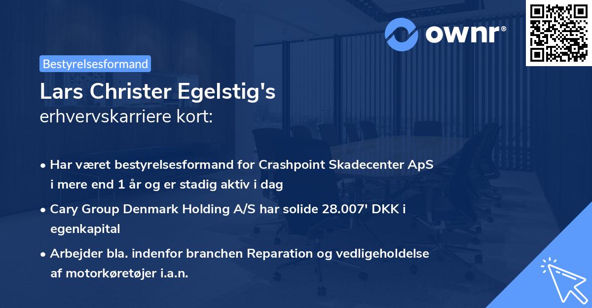 Lars Christer Egelstig's erhvervskarriere kort