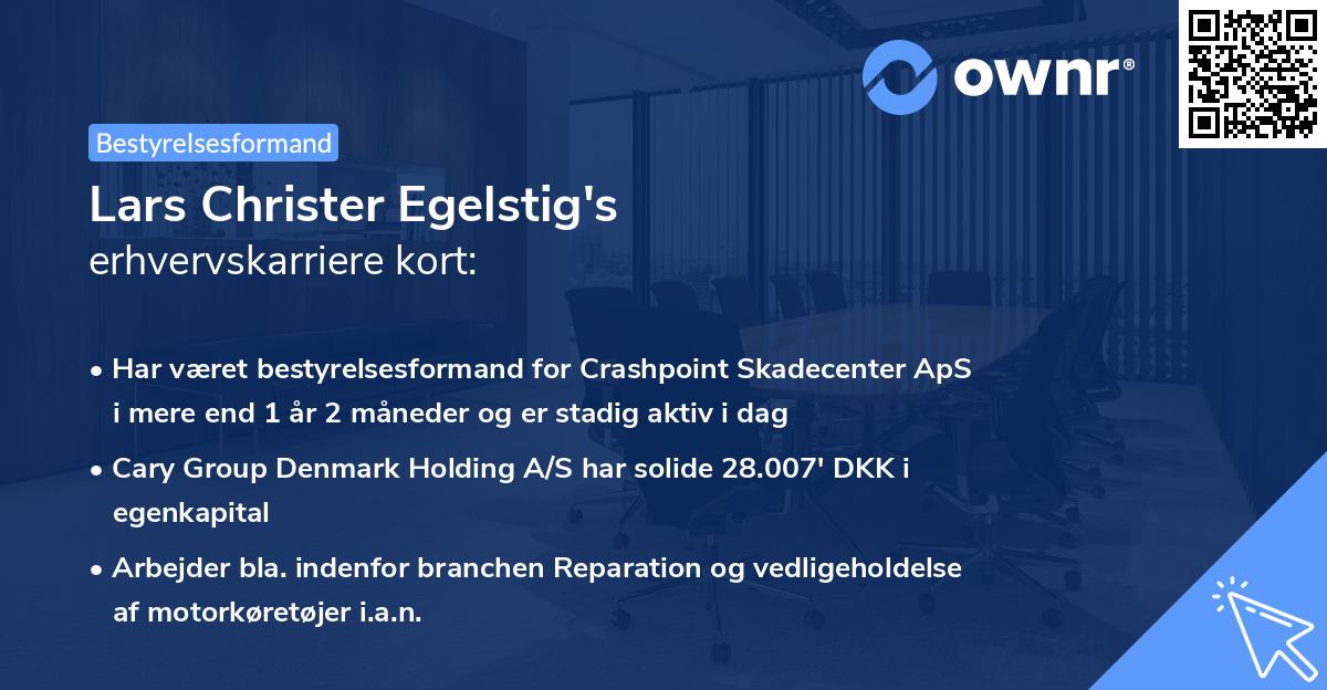 Lars Christer Egelstig's erhvervskarriere kort