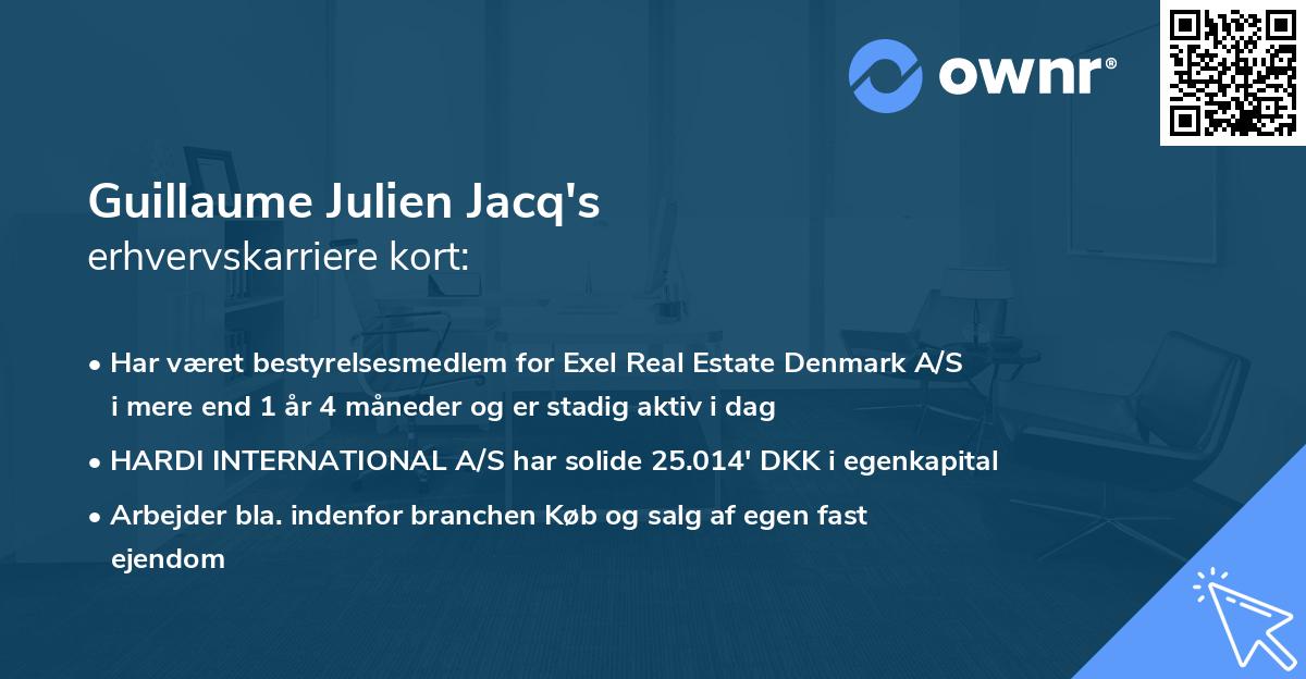 Guillaume Julien Jacq's erhvervskarriere kort