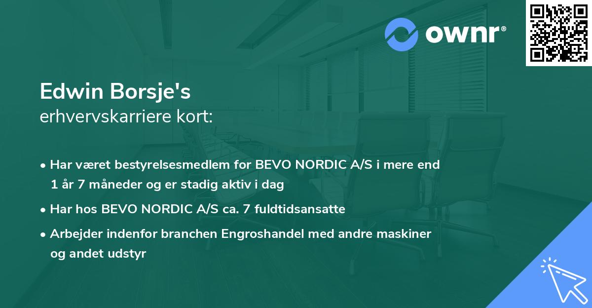 Edwin Borsje's erhvervskarriere kort