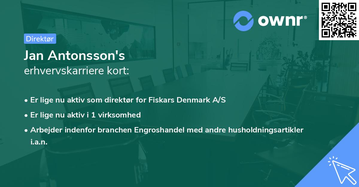 Jan Antonsson's erhvervskarriere kort