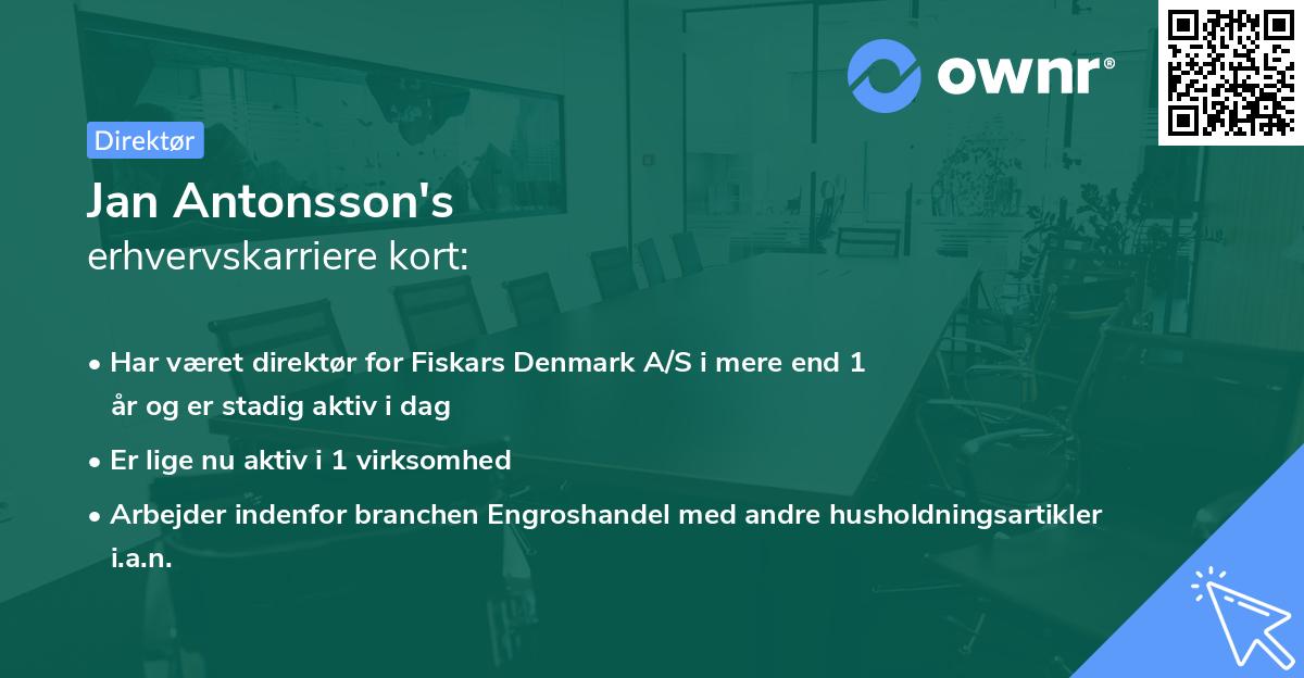 Jan Antonsson's erhvervskarriere kort