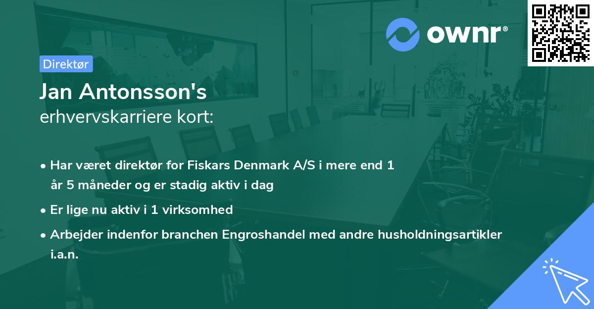 Jan Antonsson's erhvervskarriere kort