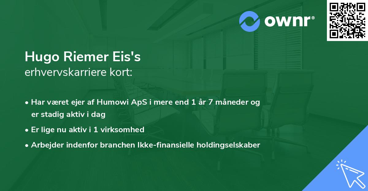 Hugo Riemer Eis's erhvervskarriere kort