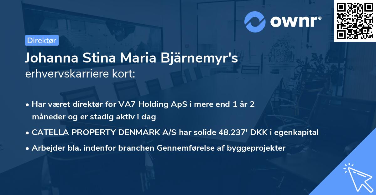 Johanna Stina Maria Bjärnemyr's erhvervskarriere kort