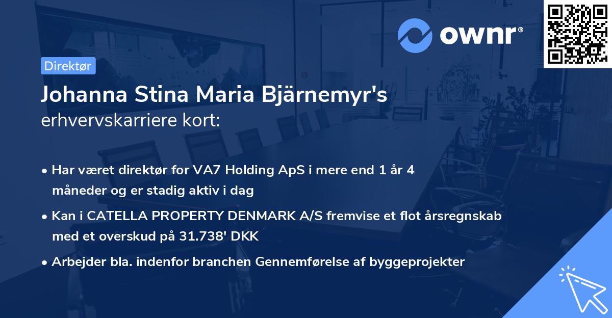 Johanna Stina Maria Bjärnemyr's erhvervskarriere kort