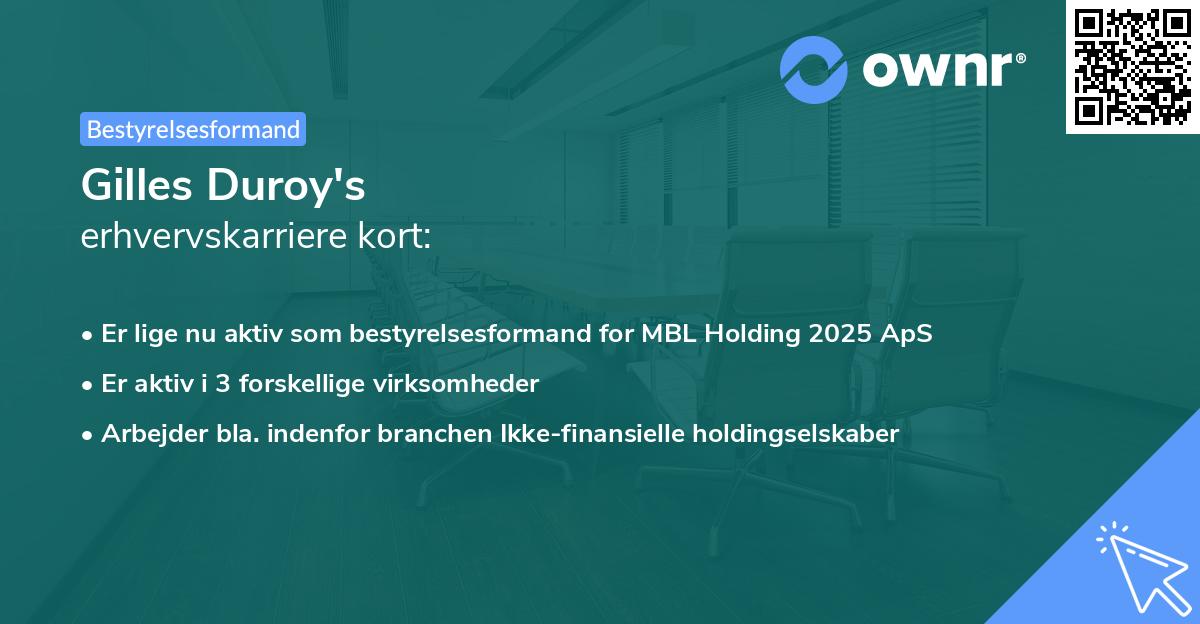 Gilles Duroy's erhvervskarriere kort