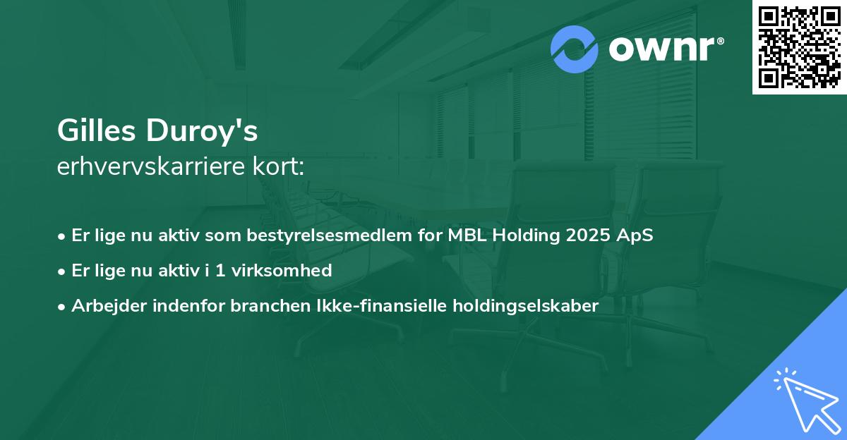 Gilles Duroy's erhvervskarriere kort