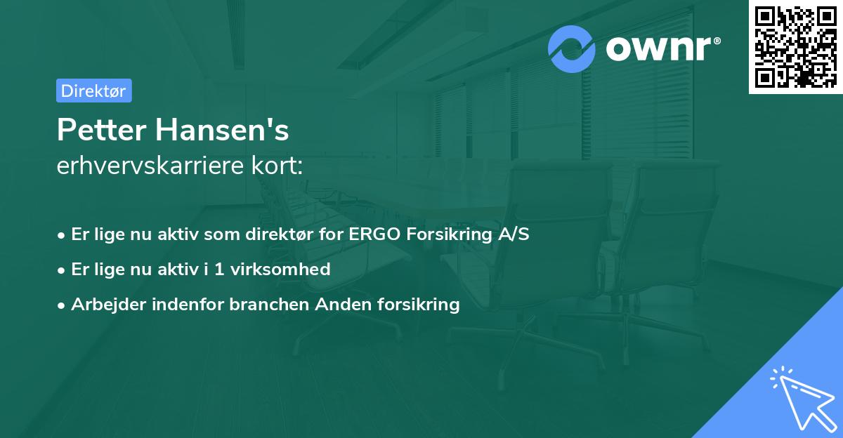Petter Hansen's erhvervskarriere kort