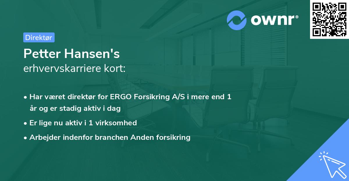 Petter Hansen's erhvervskarriere kort