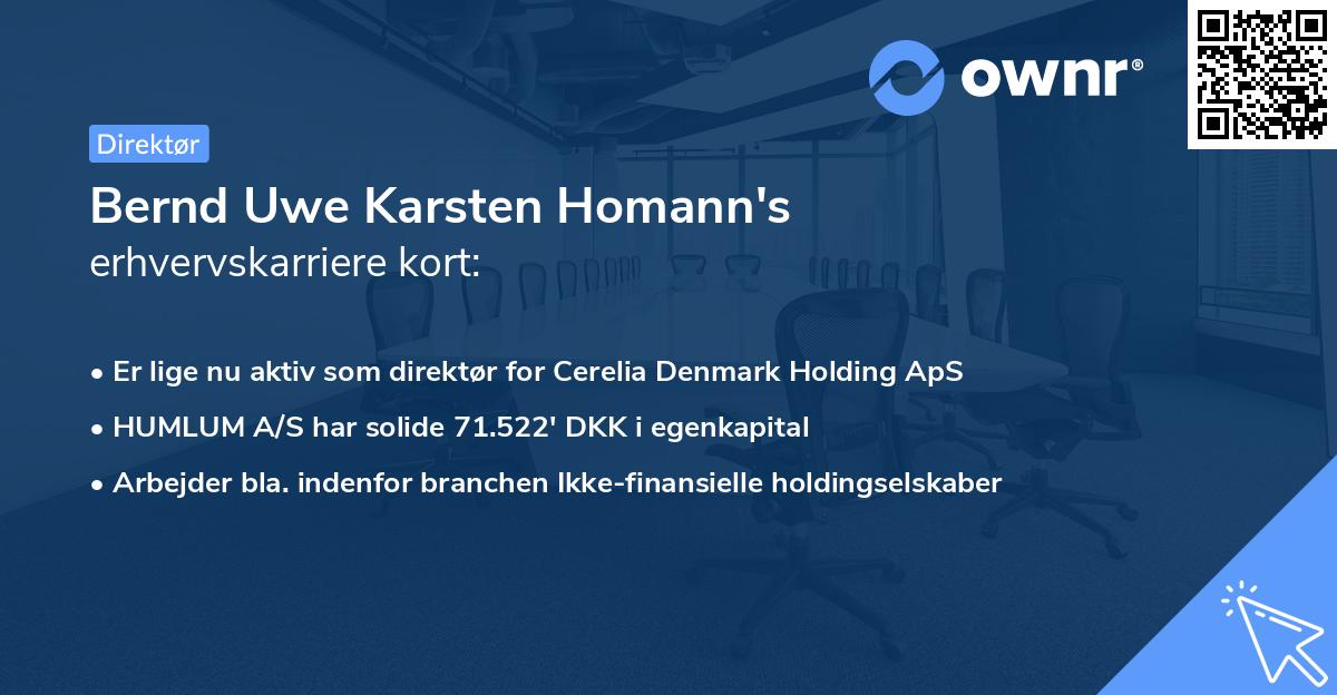 Bernd Uwe Karsten Homann's erhvervskarriere kort