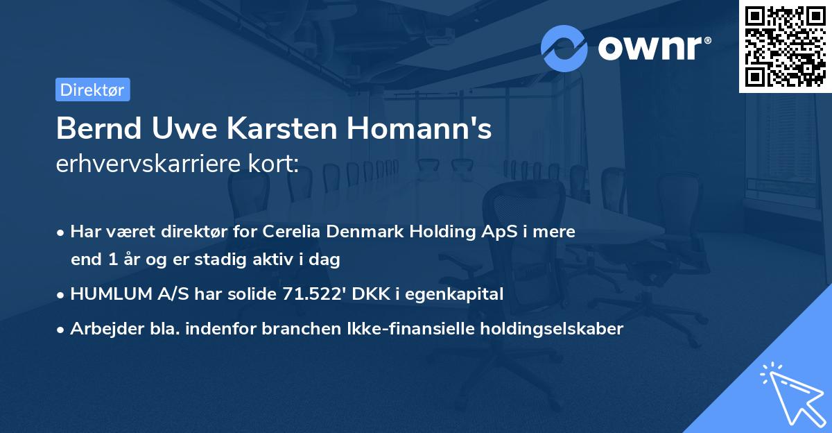 Bernd Uwe Karsten Homann's erhvervskarriere kort