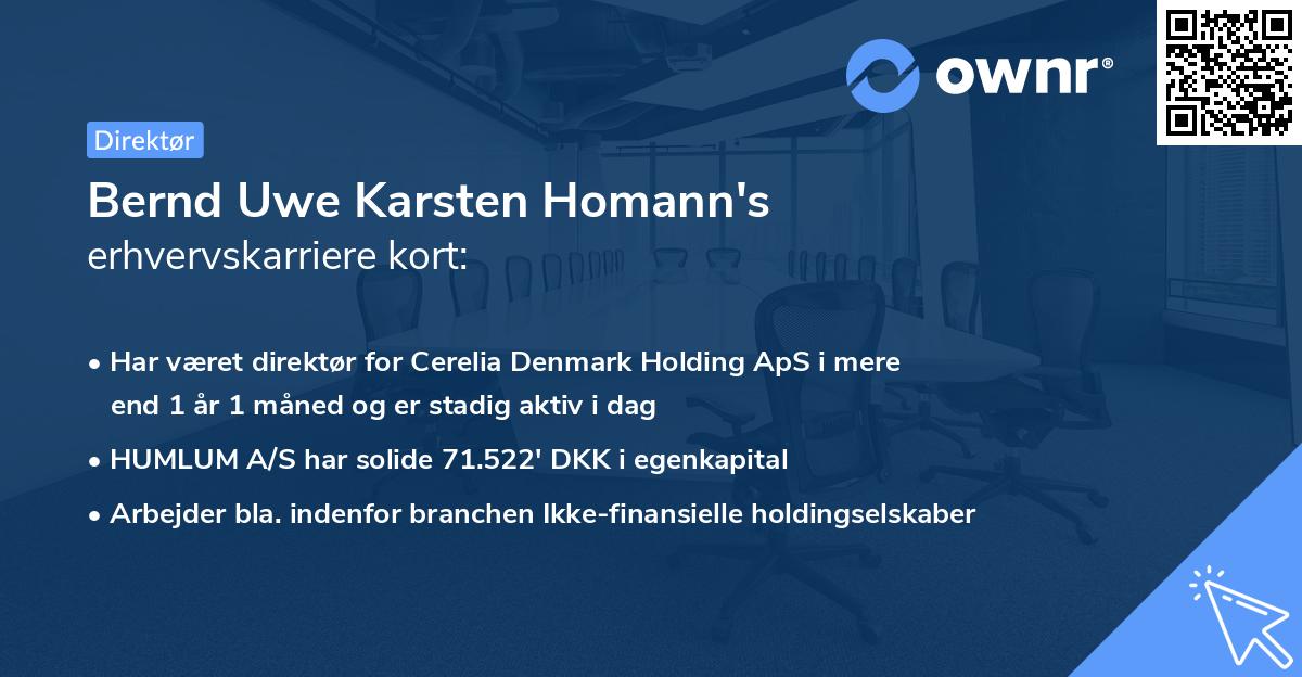 Bernd Uwe Karsten Homann's erhvervskarriere kort