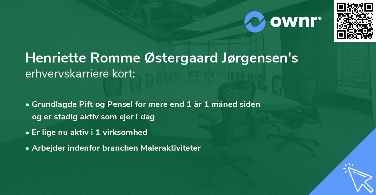 Henriette Romme Østergaard Jørgensen's erhvervskarriere kort