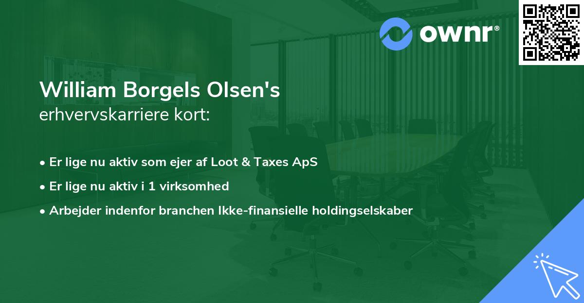 William Borgels Olsen's erhvervskarriere kort