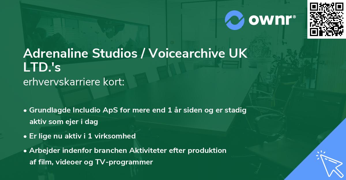 Adrenaline Studios / Voicearchive UK LTD.'s erhvervskarriere kort