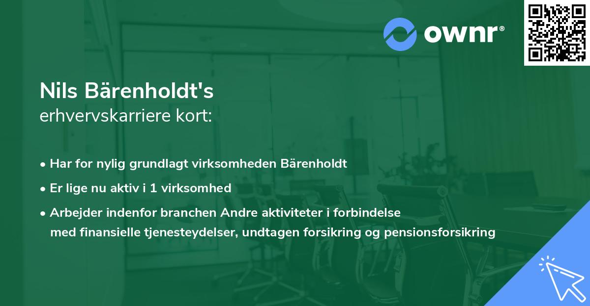 Nils Bärenholdt's erhvervskarriere kort
