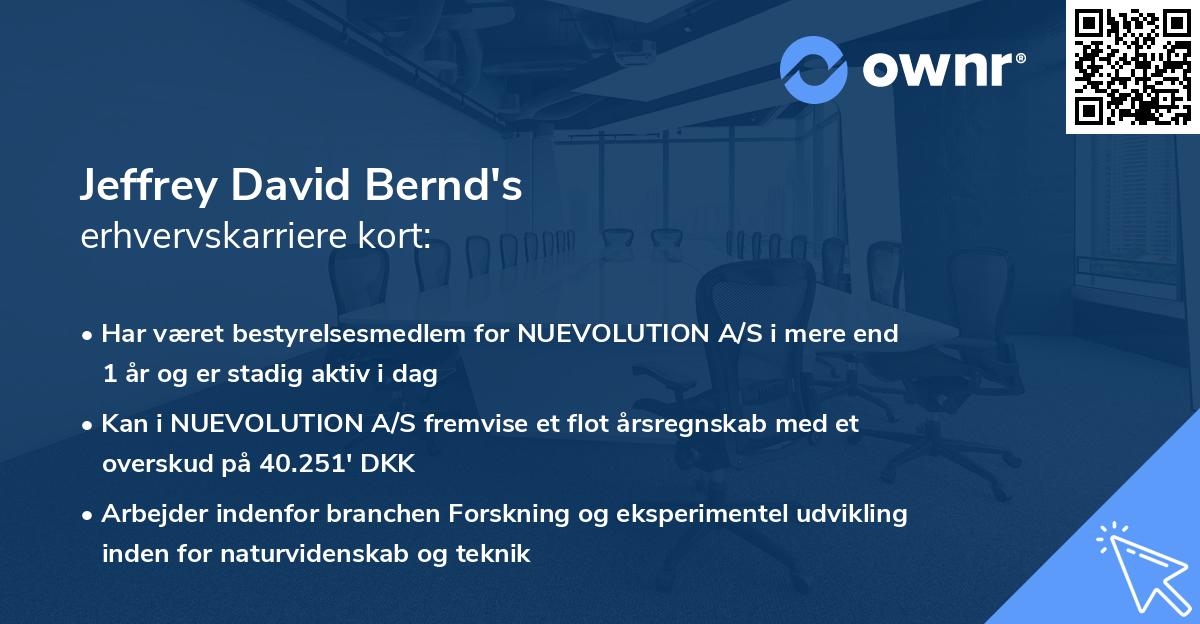 Jeffrey David Bernd's erhvervskarriere kort