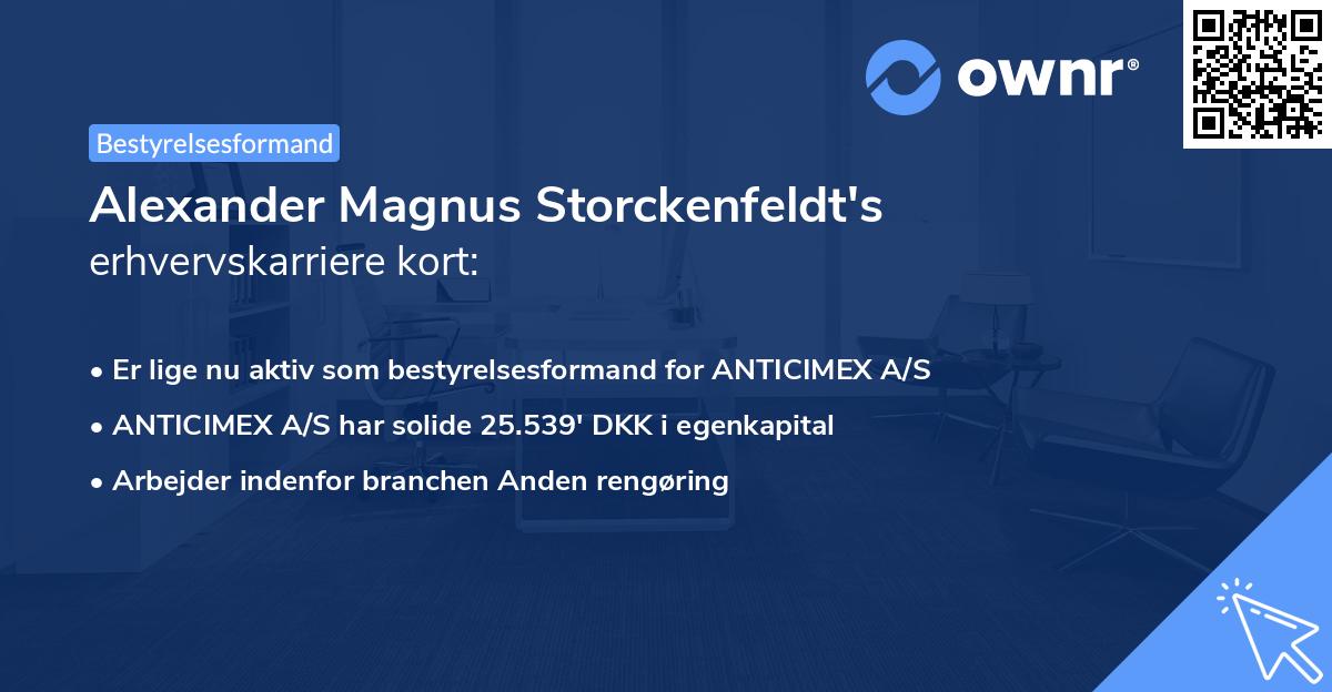 Alexander Magnus Storckenfeldt's erhvervskarriere kort
