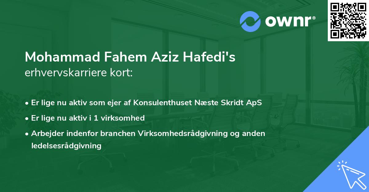 Mohammad Fahem Aziz Hafedi's erhvervskarriere kort