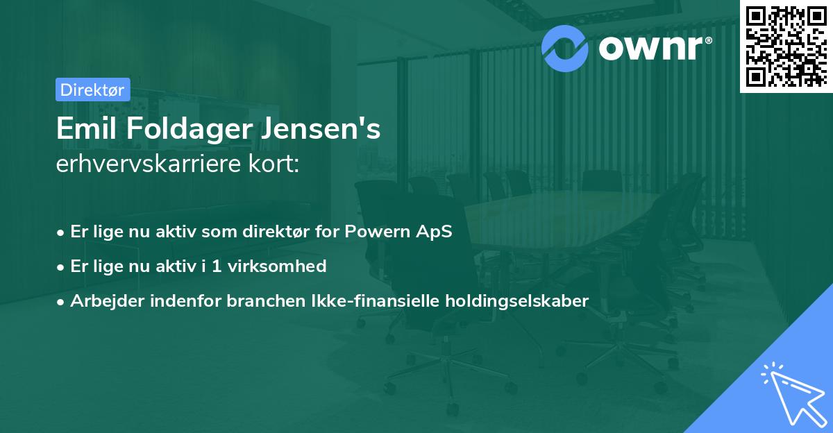 Emil Foldager Jensen's erhvervskarriere kort