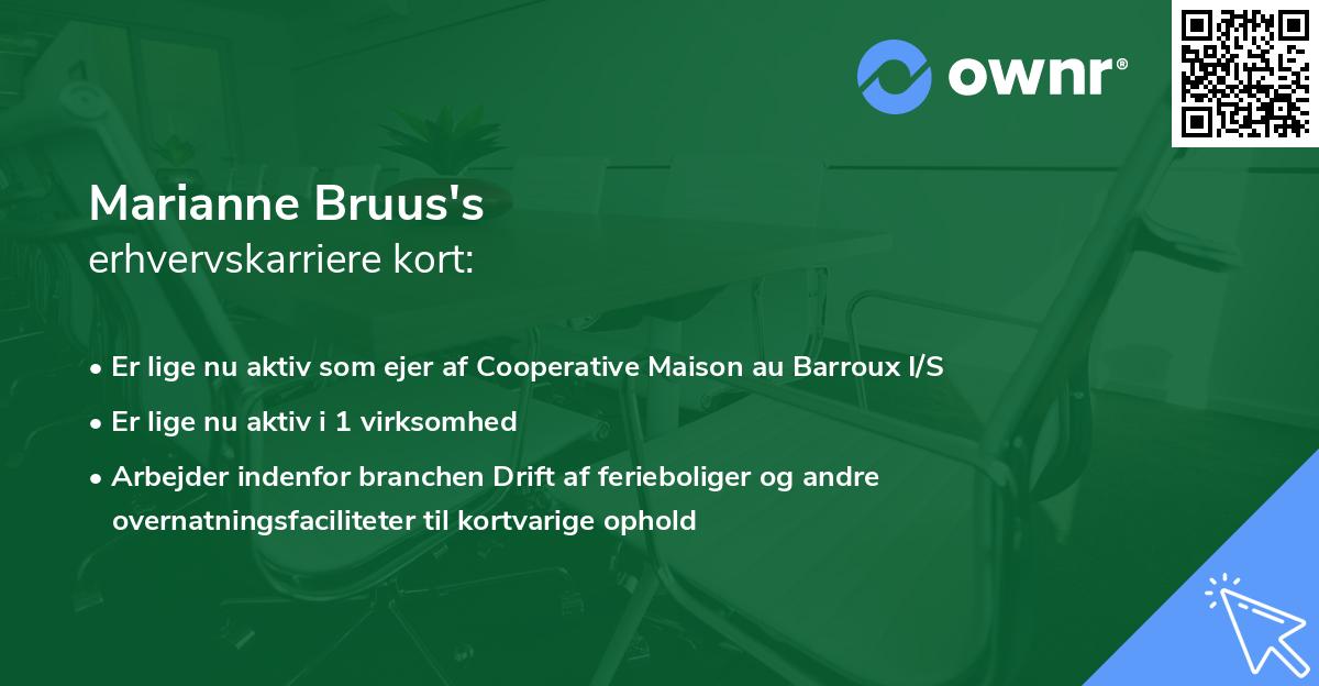 Marianne Bruus's erhvervskarriere kort