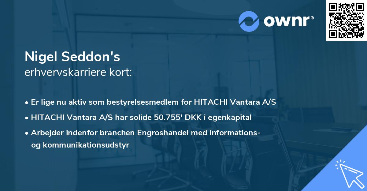 Nigel Seddon's erhvervskarriere kort