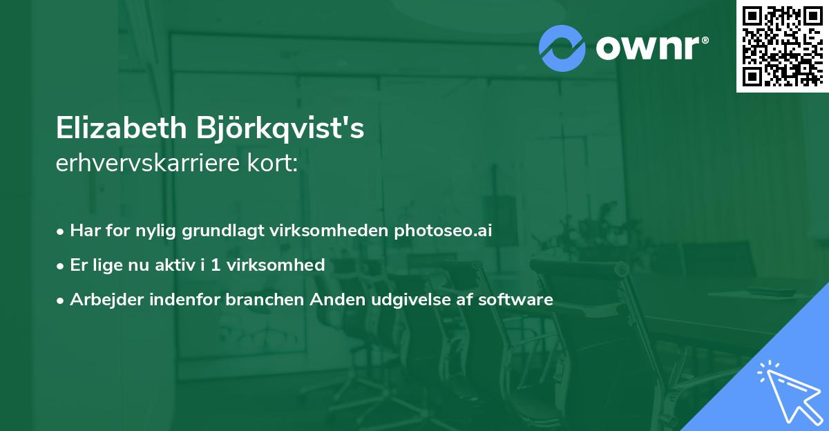Elizabeth Björkqvist's erhvervskarriere kort