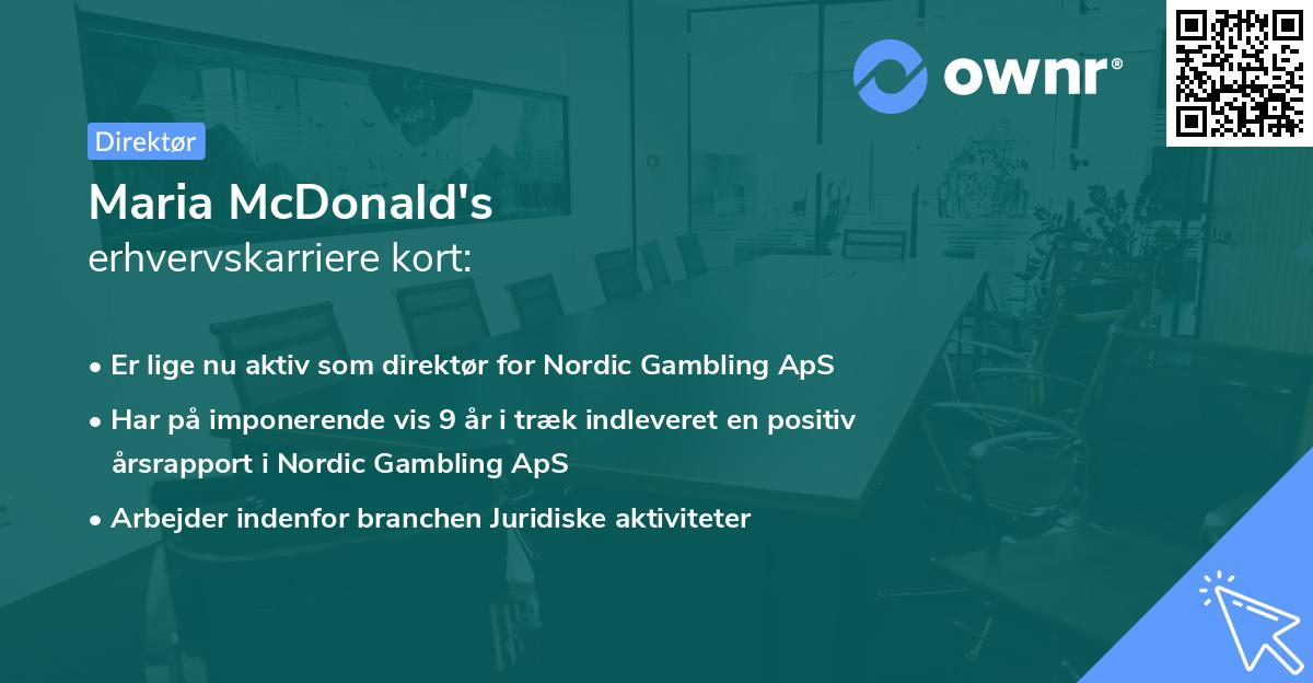 Maria McDonald's erhvervskarriere kort
