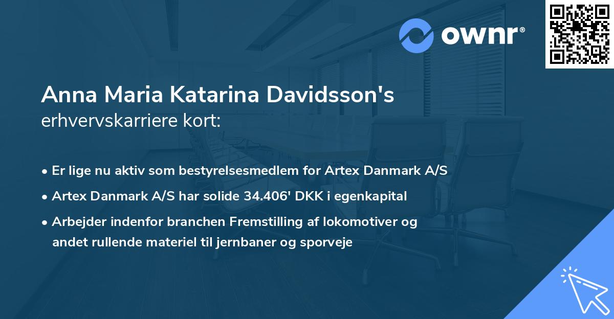 Anna Maria Katarina Davidsson's erhvervskarriere kort