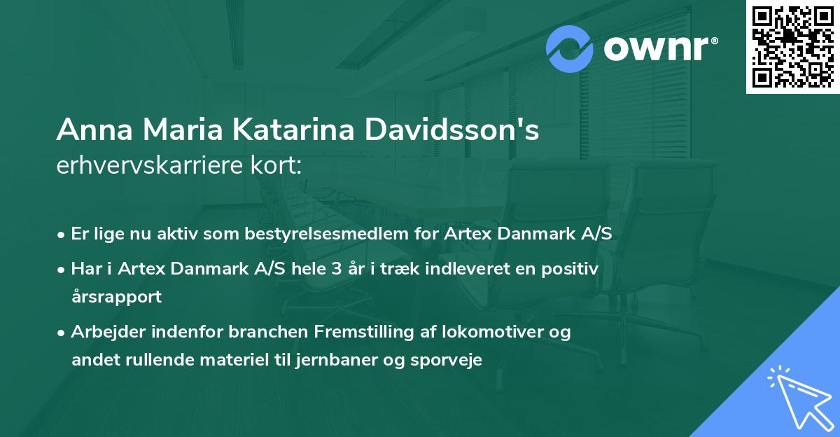 Anna Maria Katarina Davidsson's erhvervskarriere kort