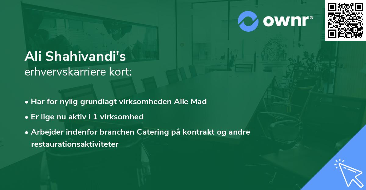 Ali Shahivandi's erhvervskarriere kort