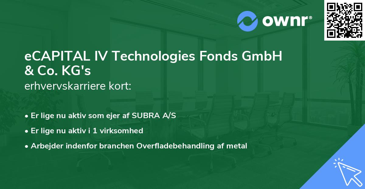 eCAPITAL IV Technologies Fonds GmbH & Co. KG's erhvervskarriere kort
