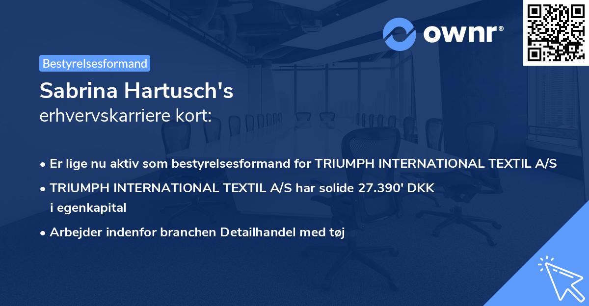 Sabrina Hartusch's erhvervskarriere kort