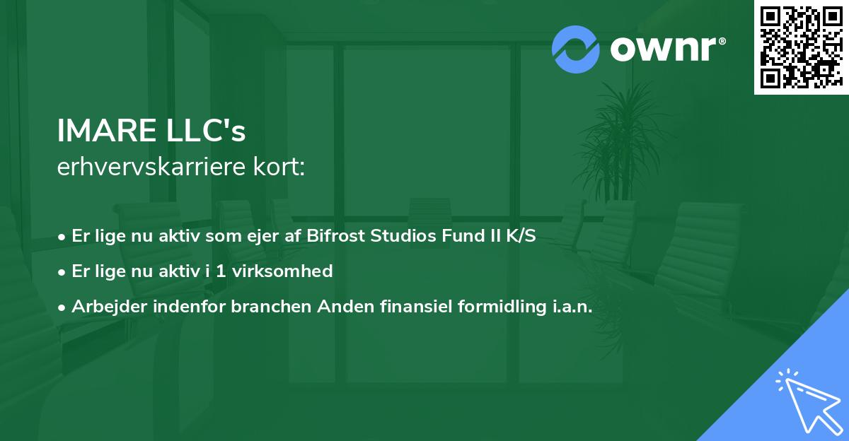 IMARE LLC's erhvervskarriere kort