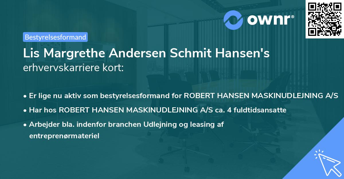 Lis Margrethe Andersen Schmit Hansen's erhvervskarriere kort