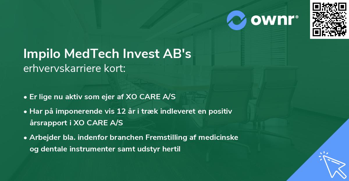 Impilo MedTech Invest AB's erhvervskarriere kort