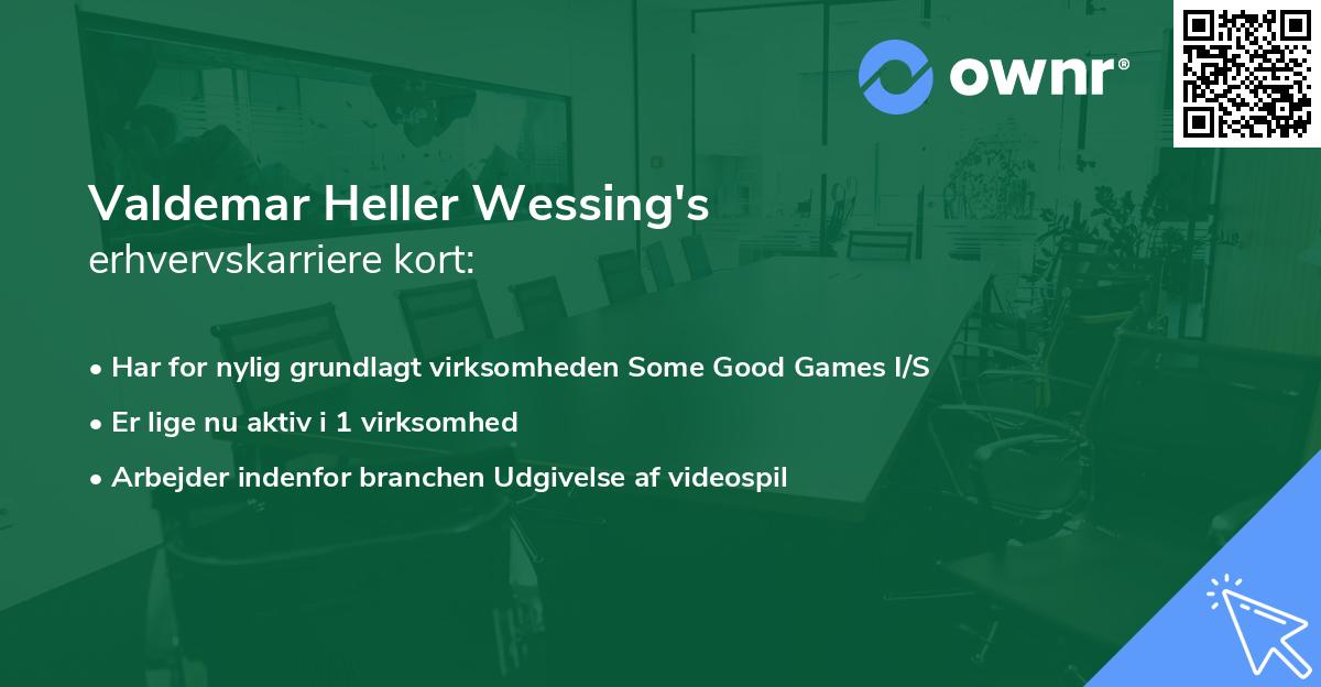 Valdemar Heller Wessing's erhvervskarriere kort