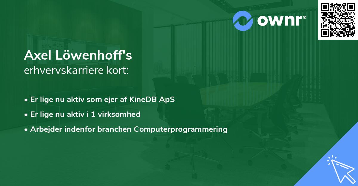 Axel Löwenhoff's erhvervskarriere kort