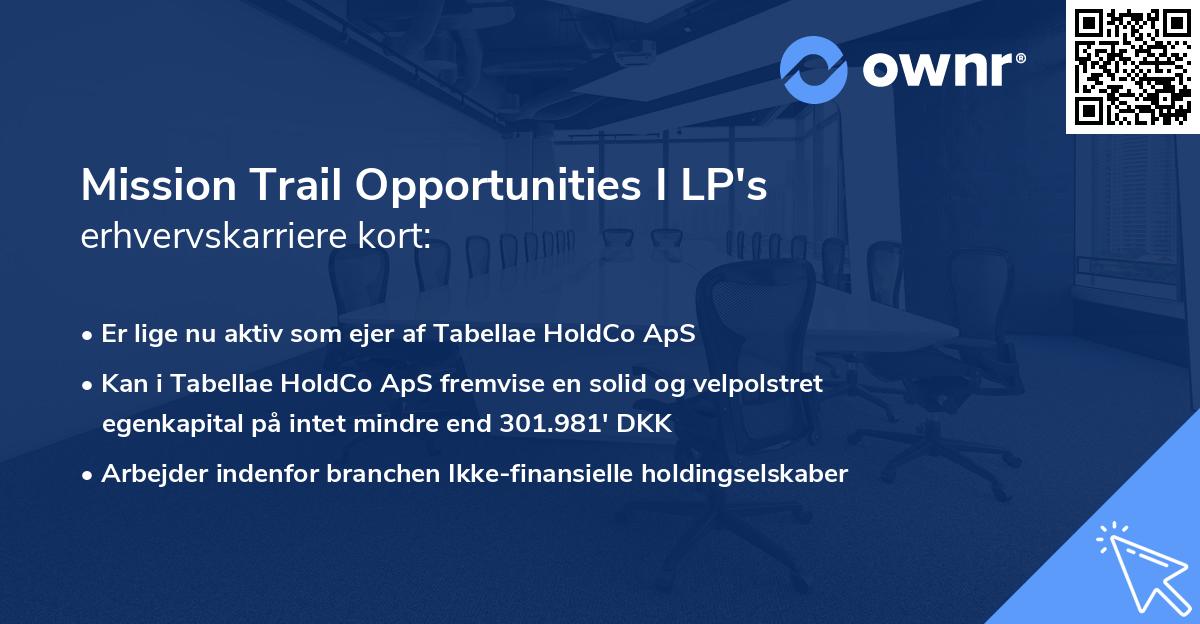 Mission Trail Opportunities I LP's erhvervskarriere kort