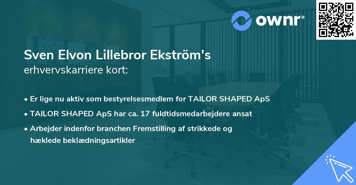 Sven Elvon Lillebror Ekström's erhvervskarriere kort