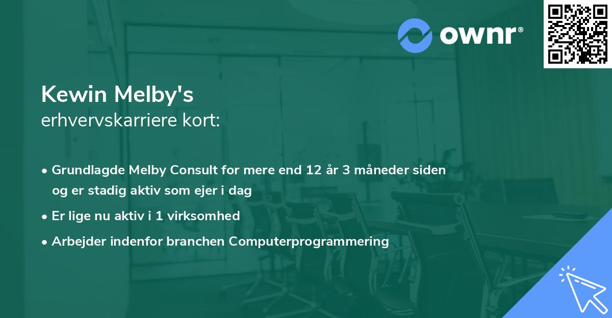 Kewin Melby's erhvervskarriere kort