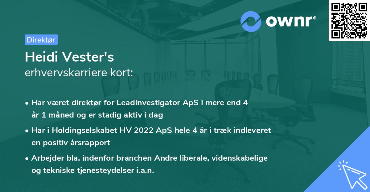 Heidi Vester's erhvervskarriere kort