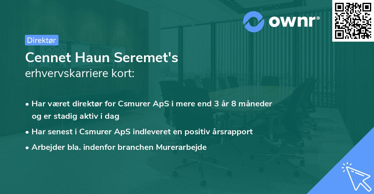 Cennet Haun Seremet's erhvervskarriere kort