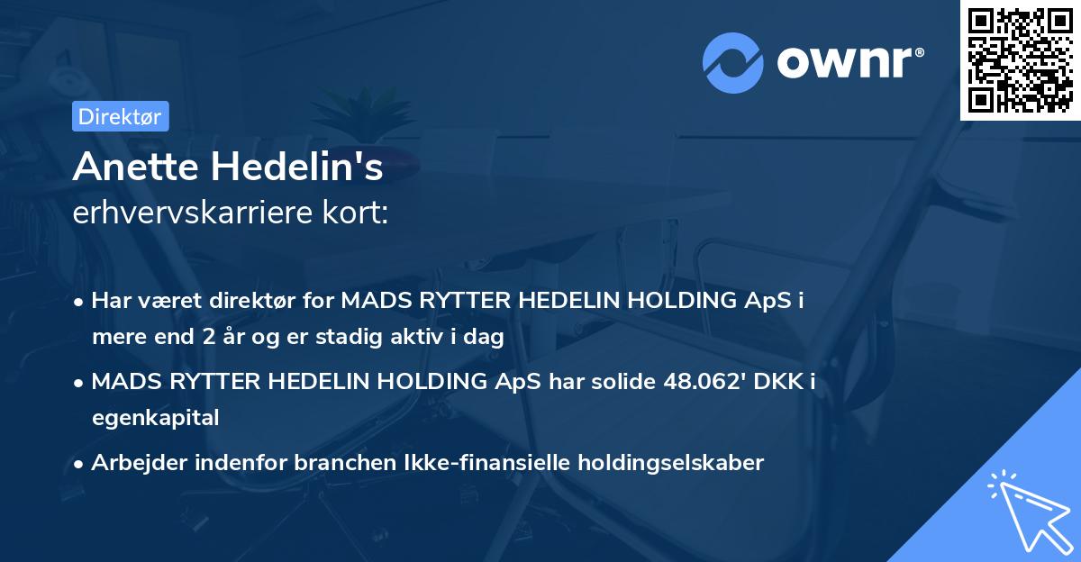 Anette Hedelin's erhvervskarriere kort