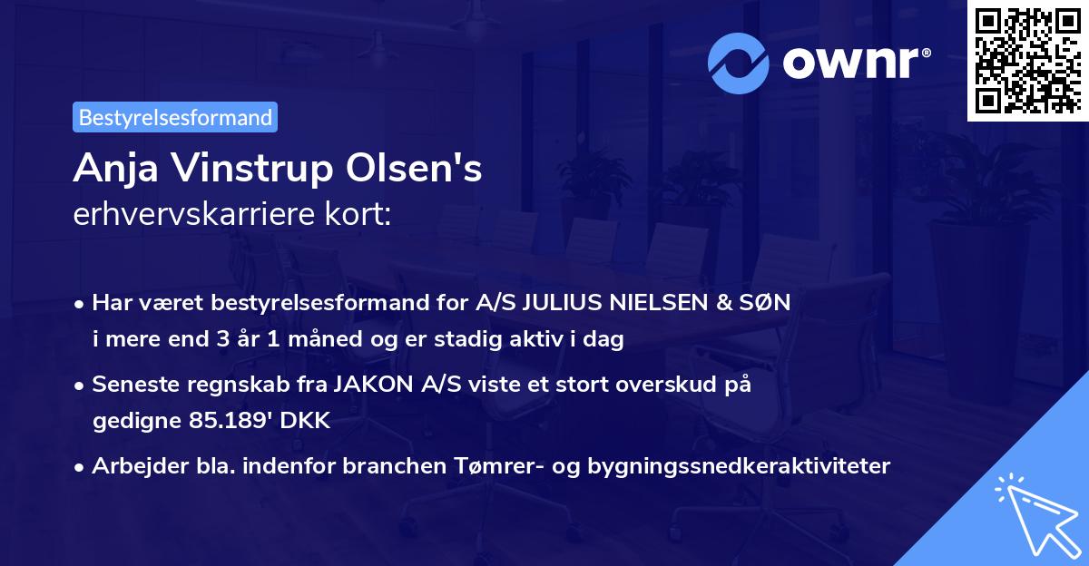 Anja Vinstrup Olsen's erhvervskarriere kort