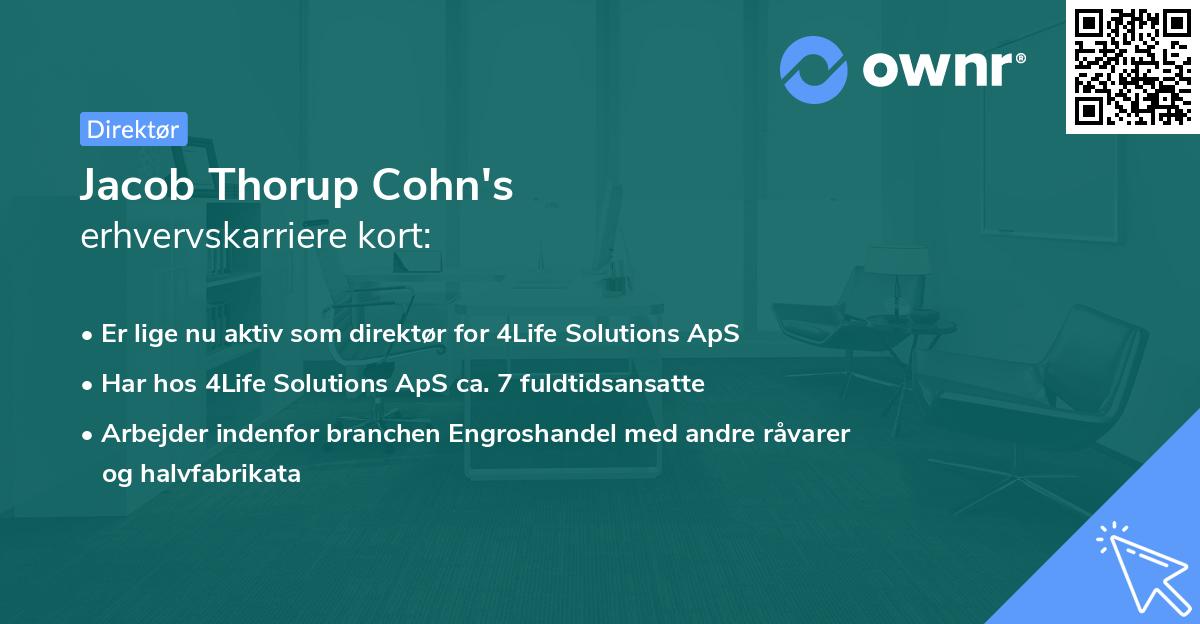 Jacob Thorup Cohn's erhvervskarriere kort