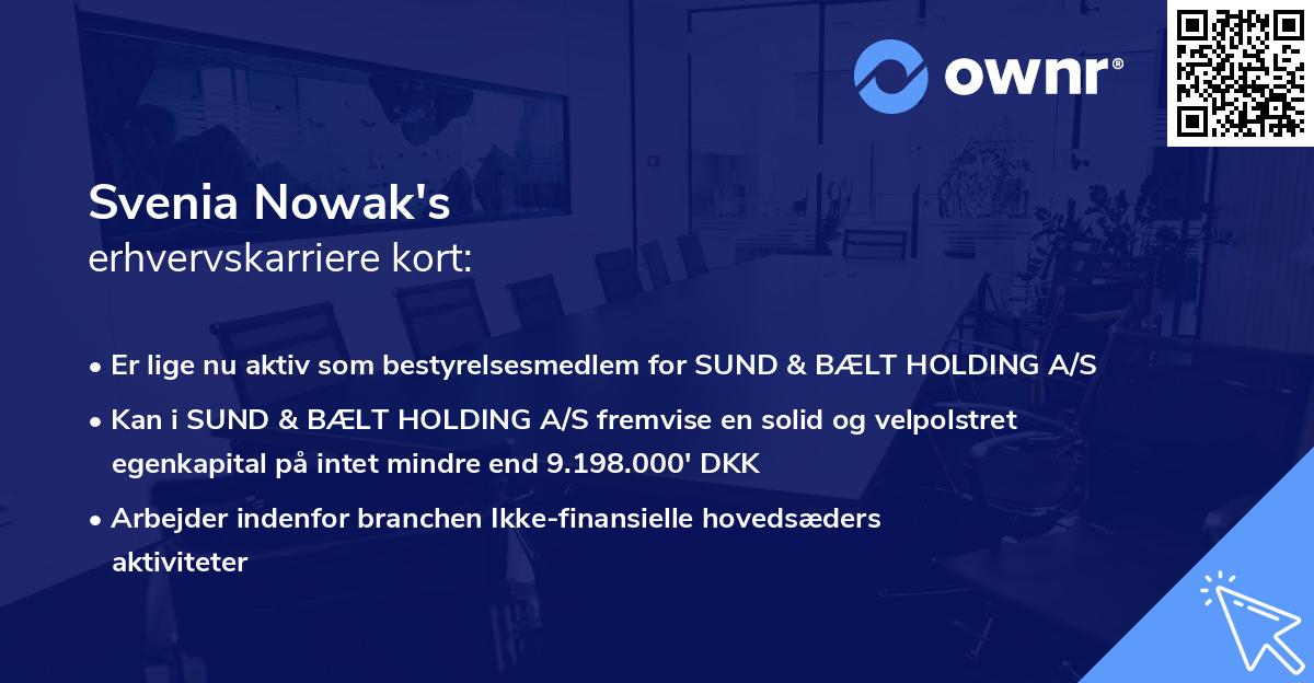 Svenia Nowak's erhvervskarriere kort