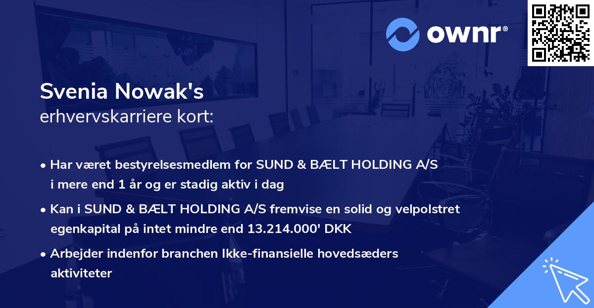 Svenia Nowak's erhvervskarriere kort