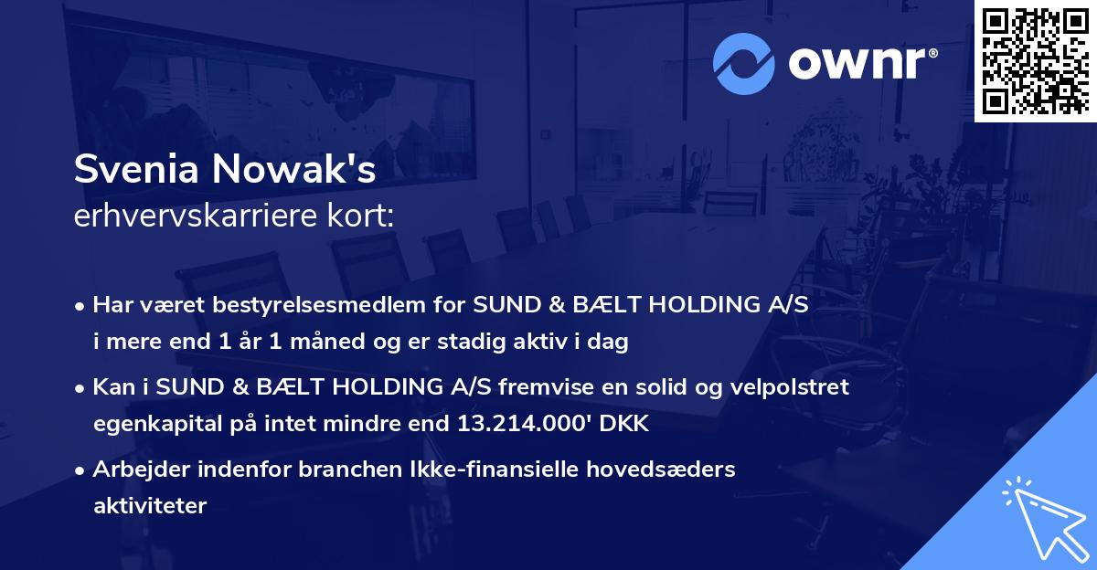 Svenia Nowak's erhvervskarriere kort